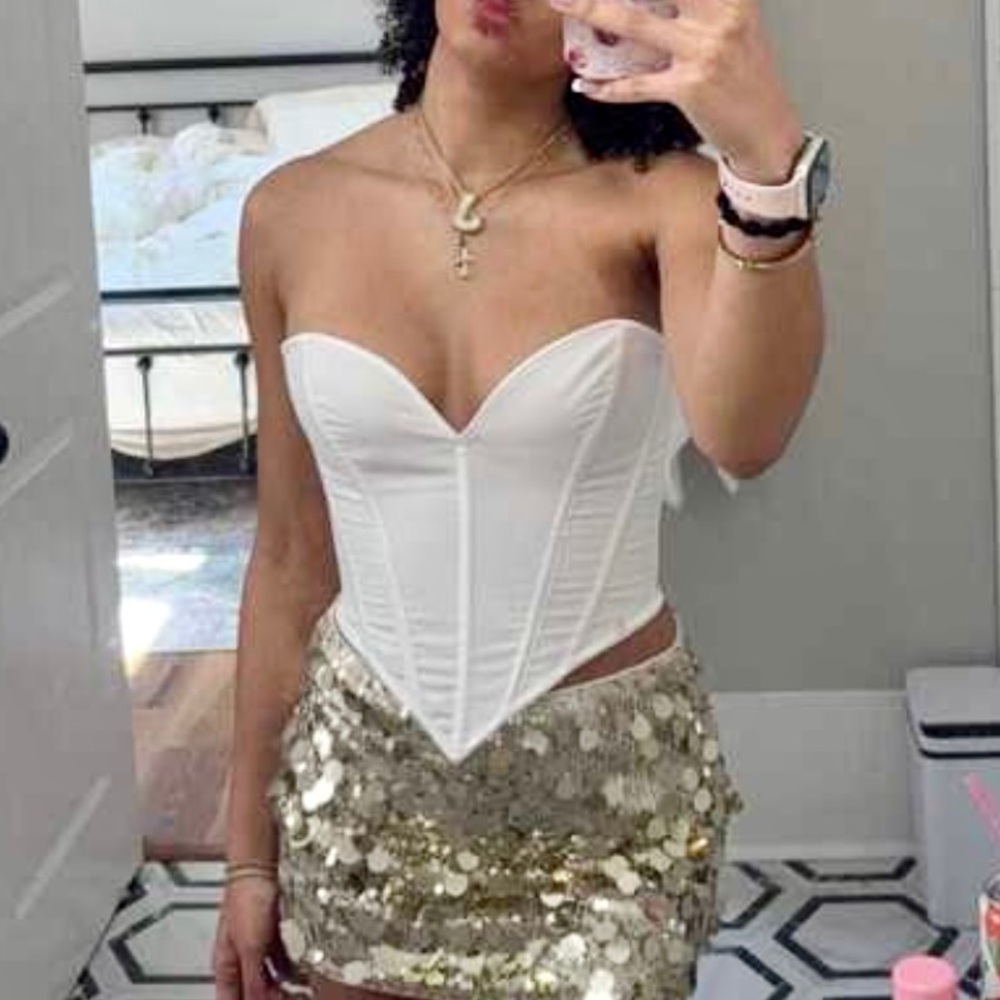 White sweetheart corset crop top